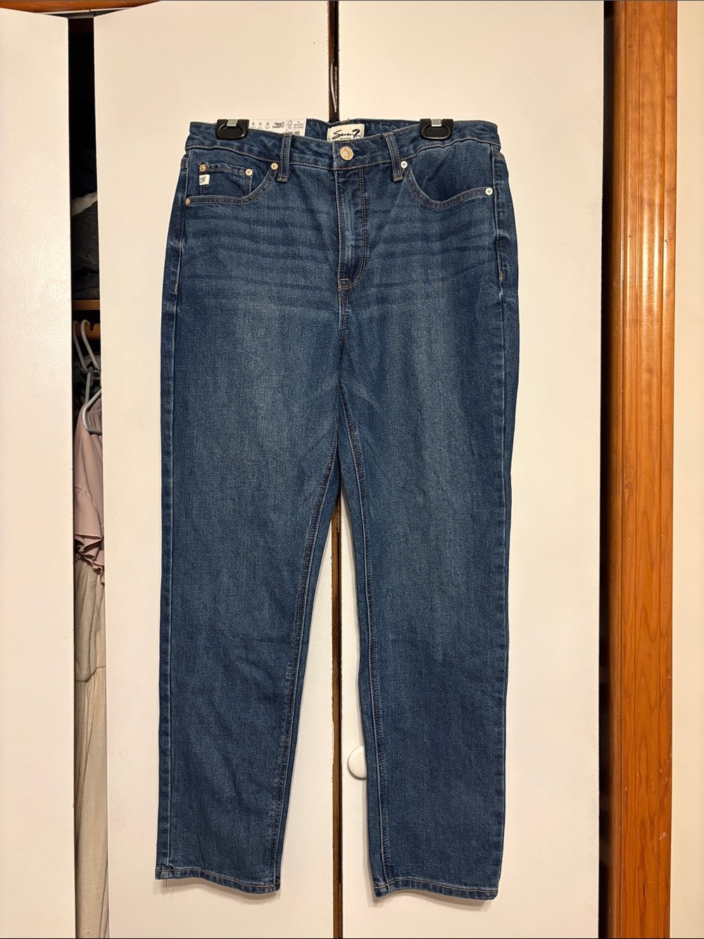 Seven7 90βs straight Leg Dark Blue Women's Jeans